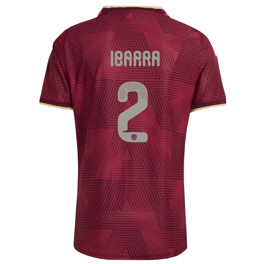נשים כדורגל ונצואלה Pablo Ibarra #2 בורדו זהב צהוב ג'רזי ביתית 26-28