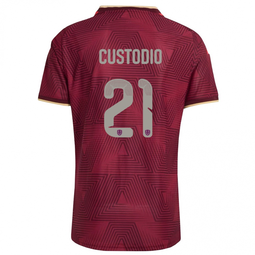 נשים כדורגל ונצואלה Alex Custodio #21 בורדו זהב צהוב ג'רזי ביתית 26-28