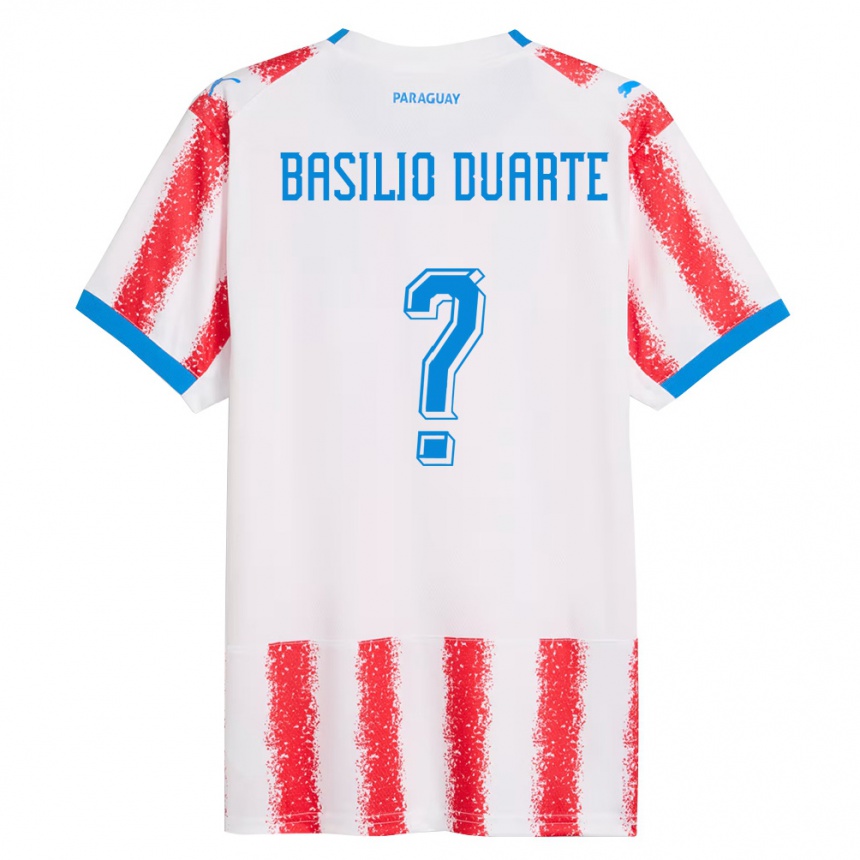 נשים כדורגל פרגוואי Basilio Duarte #0 לבן אדום כחול ג'רזי ביתית 26-28