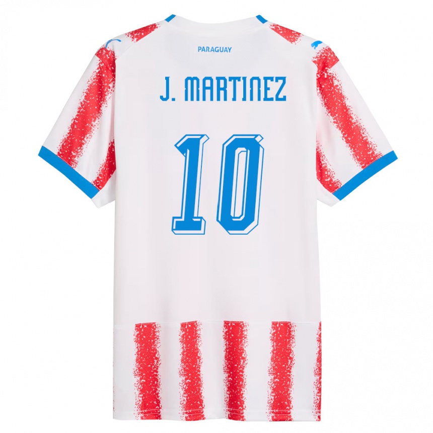 נשים כדורגל פרגוואי Jessica Martínez #10 לבן אדום כחול ג'רזי ביתית 26-28