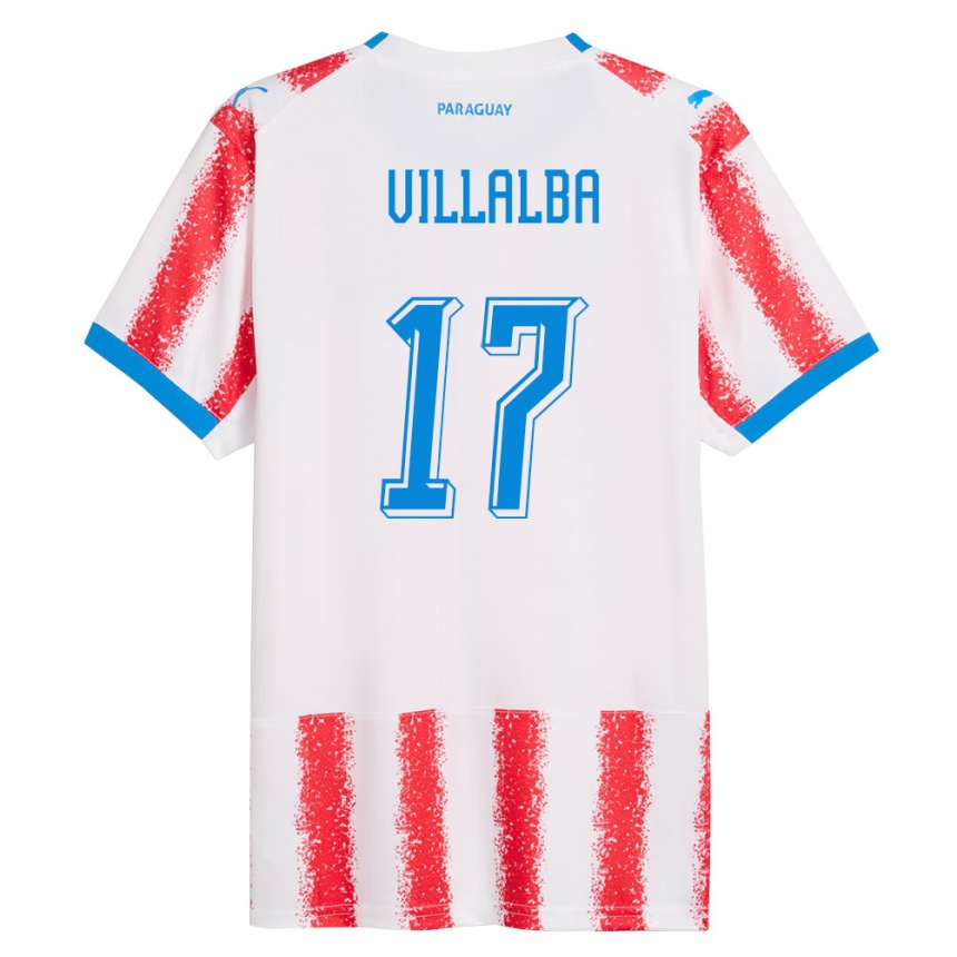 נשים כדורגל פרגוואי Rodrigo Villalba #17 לבן אדום כחול ג'רזי ביתית 26-28
