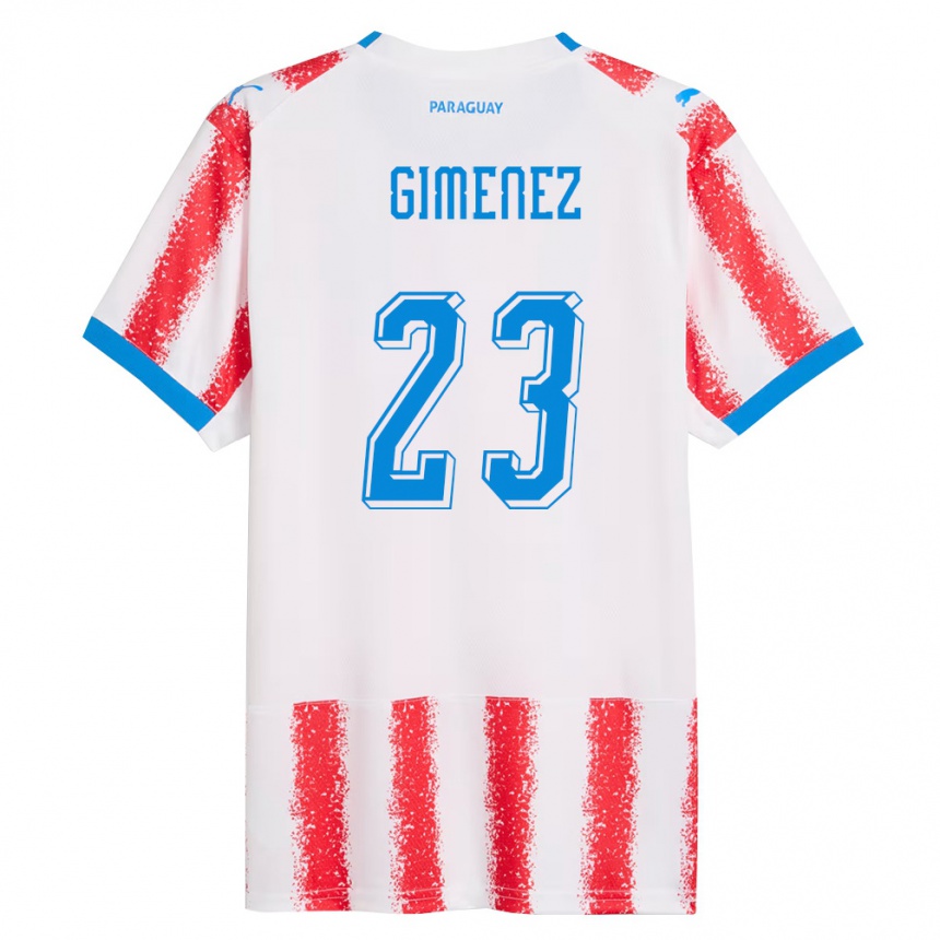 נשים כדורגל פרגוואי Miguel Giménez #23 לבן אדום כחול ג'רזי ביתית 26-28