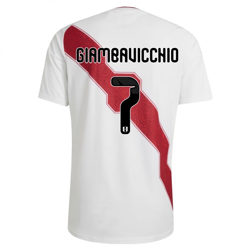 נשים כדורגל פרו Franco Giambavicchio #7 לבן אדום שחור ג'רזי ביתית 26-28