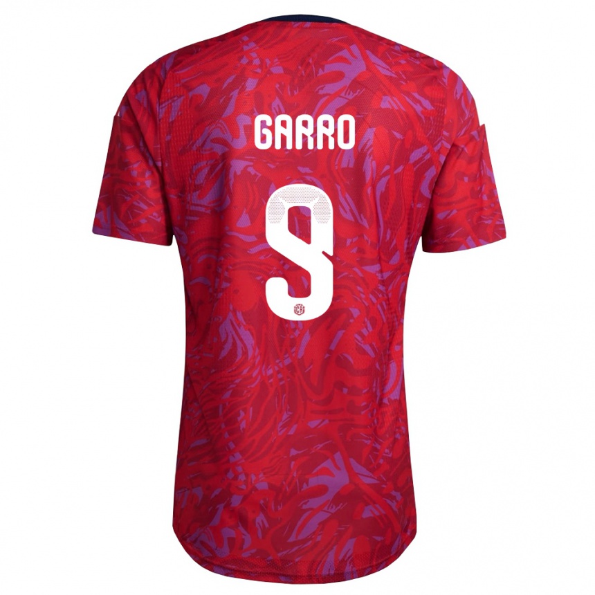 נשים כדורגל קוסטה ריקה David Garro #9 אדום סגול כהה ג'רזי ביתית 26-28