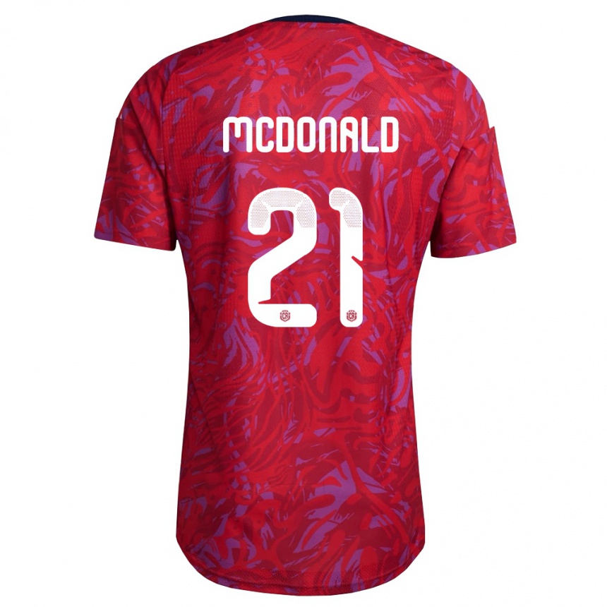 נשים כדורגל קוסטה ריקה Kyan Mcdonald #21 אדום סגול כהה ג'רזי ביתית 26-28