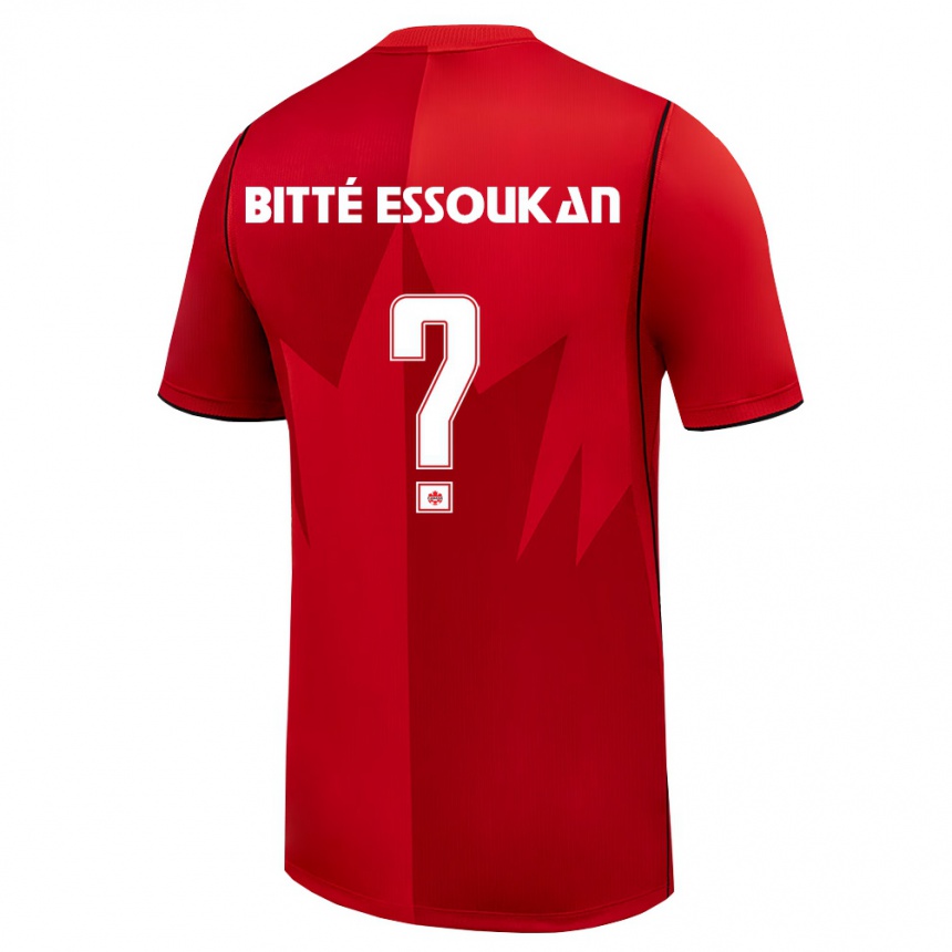 נשים כדורגל קנדה Oliver Bitté Essoukan #0 אדום לבן ג'רזי ביתית 26-28