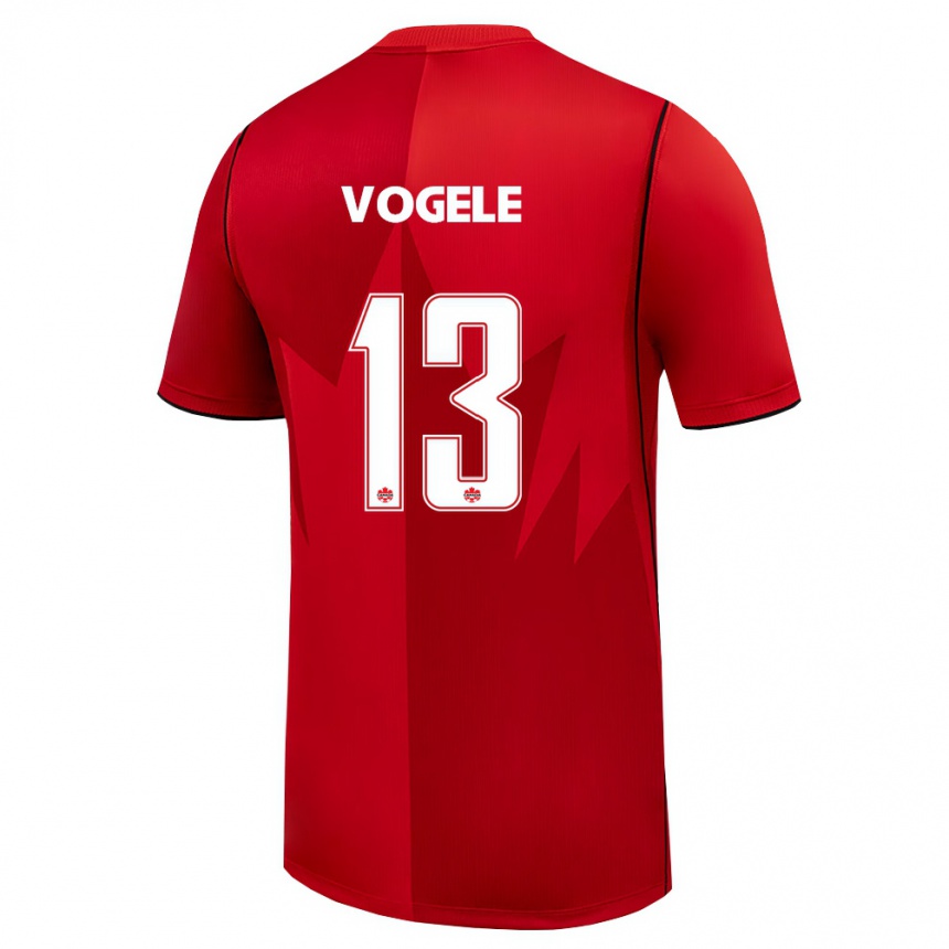 נשים כדורגל קנדה Max Vogele #13 אדום לבן ג'רזי ביתית 26-28