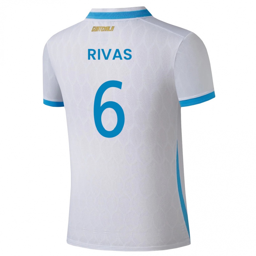 נשים כדורגל גואטמלה Steven Rivas #6 לבן כחול שמיים זהב ג'רזי ביתית 26-28