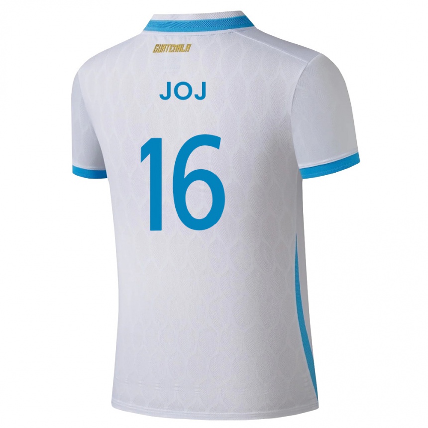 נשים כדורגל גואטמלה José Joj #16 לבן כחול שמיים זהב ג'רזי ביתית 26-28