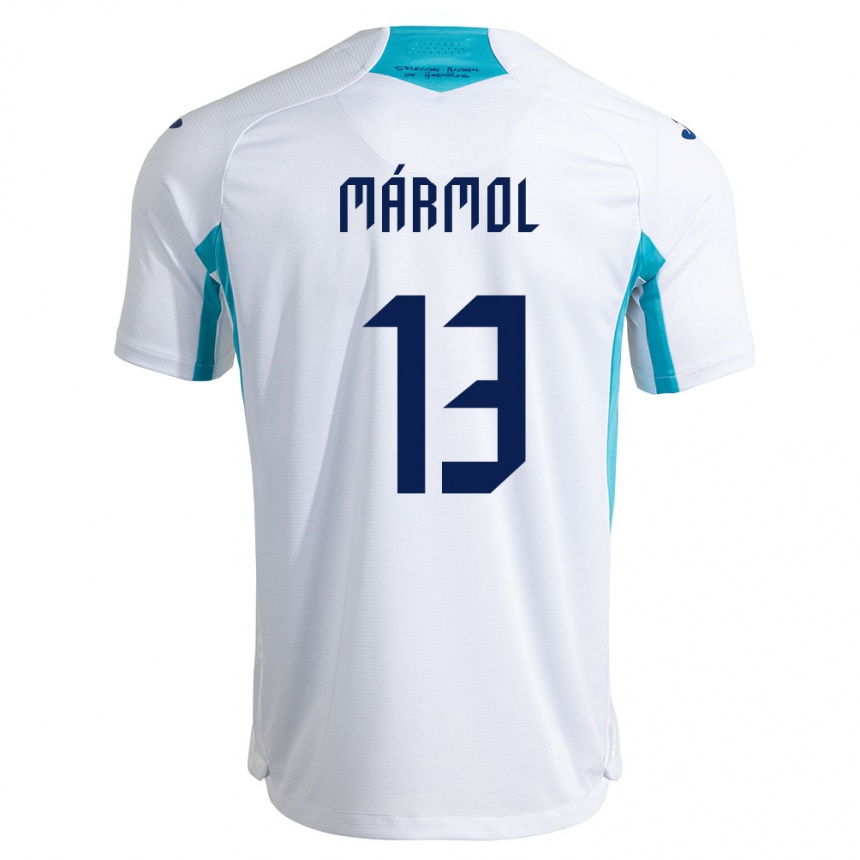 נשים כדורגל הונדורס Edil Mármol #13 לבן כחול כחול שמיים ג'רזי ביתית 26-28