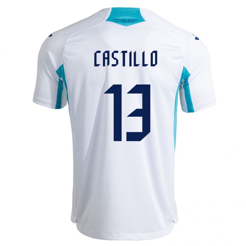 נשים כדורגל הונדורס Miguel Castillo #13 לבן כחול כחול שמיים ג'רזי ביתית 26-28