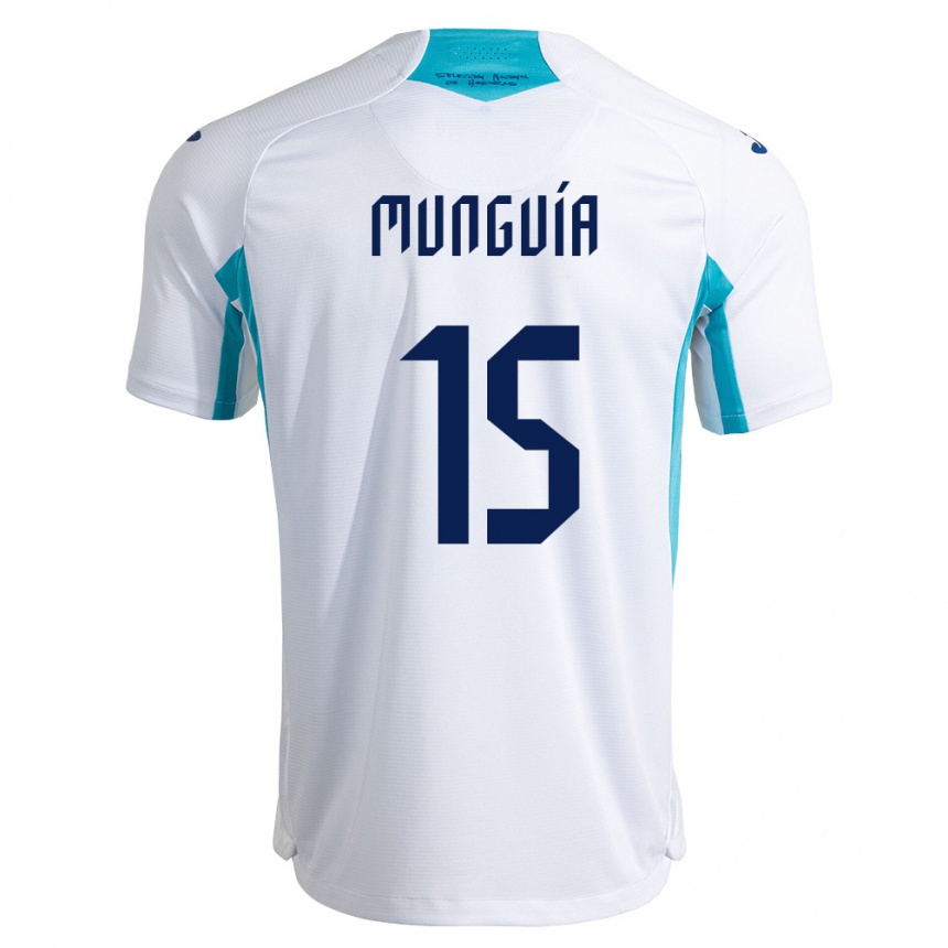 נשים כדורגל הונדורס Edwin Munguía #15 לבן כחול כחול שמיים ג'רזי ביתית 26-28