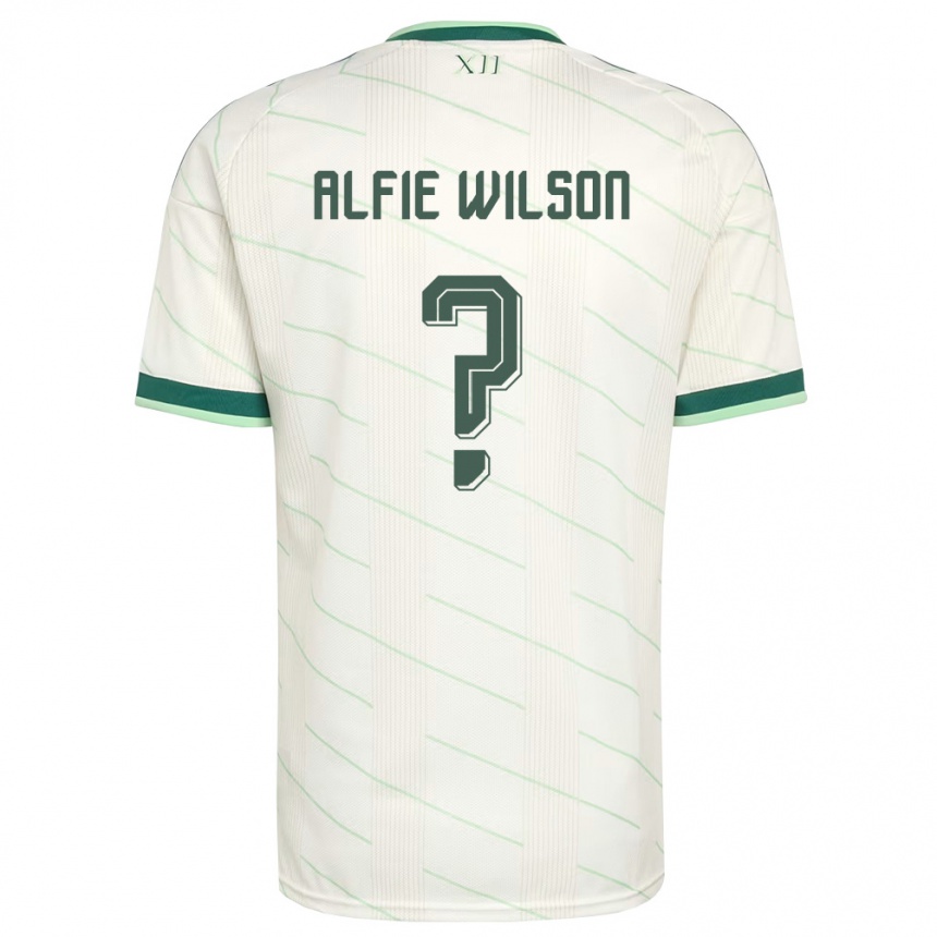 נשים כדורגל צפון אירלנד Alfie Wilson #0 לבן ירוק הרחק ג'רזי 26-28