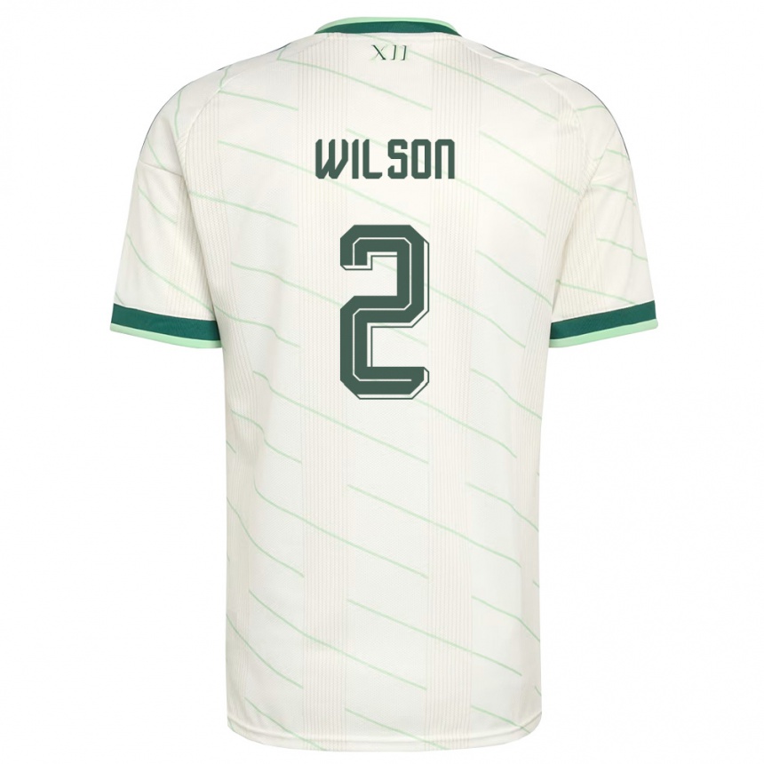 נשים כדורגל צפון אירלנד Ben Wilson #2 לבן ירוק הרחק ג'רזי 26-28