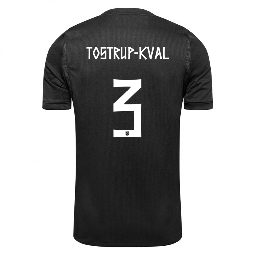נשים כדורגל נורבגיה Isac Tostrup-Kval #3 שחור הרחק ג'רזי 26-28