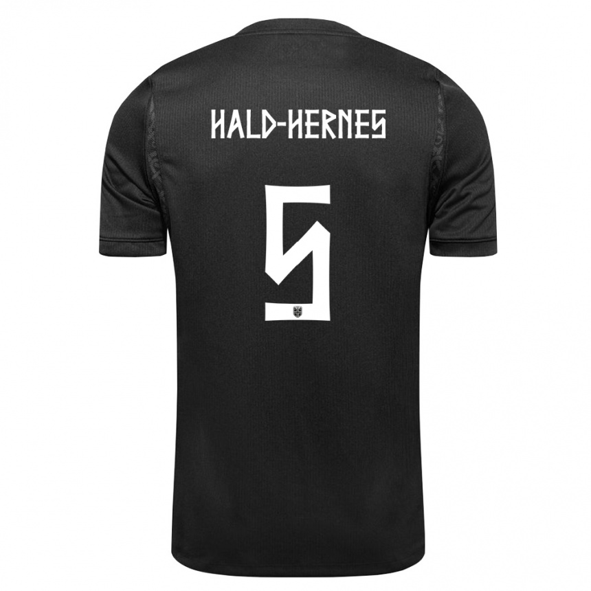 נשים כדורגל נורבגיה Ulrik Hald-Hernes #5 שחור הרחק ג'רזי 26-28