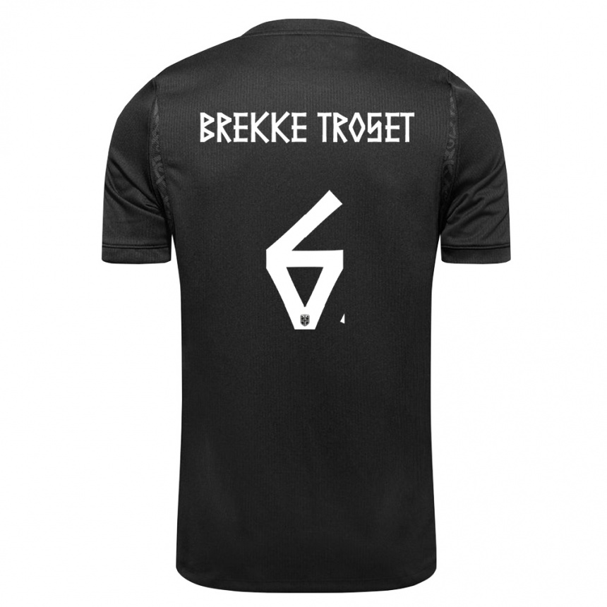 נשים כדורגל נורבגיה Henry Brekke Troset #6 שחור הרחק ג'רזי 26-28