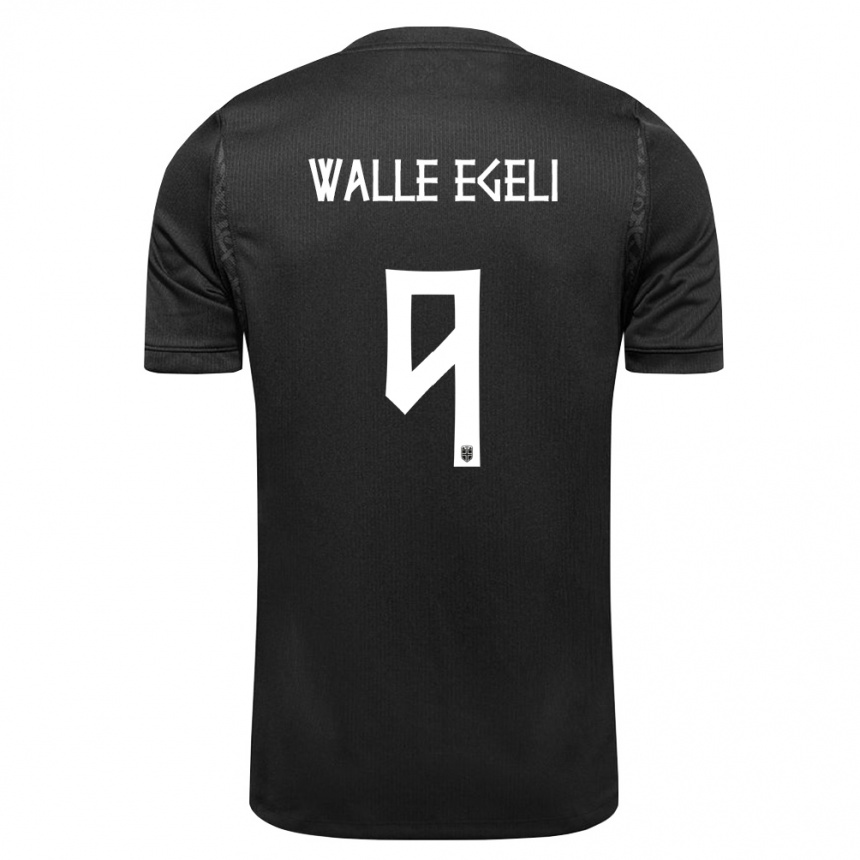 נשים כדורגל נורבגיה Sindre Walle Egeli #9 שחור הרחק ג'רזי 26-28