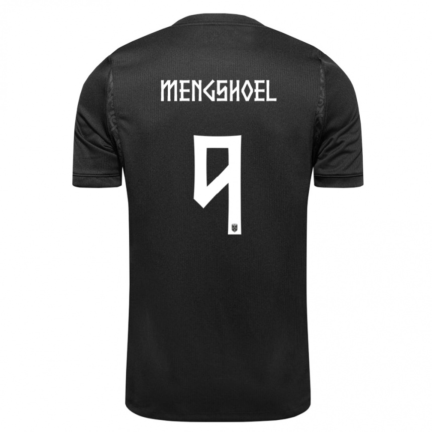 נשים כדורגל נורבגיה Olav Dobloug Mengshoel #9 שחור הרחק ג'רזי 26-28