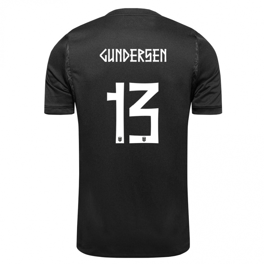 נשים כדורגל נורבגיה John Kenneth Provido Gundersen #13 שחור הרחק ג'רזי 26-28