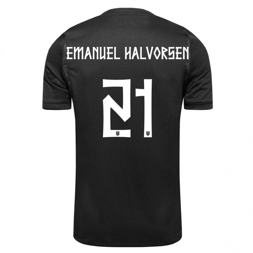נשים כדורגל נורבגיה ויקטור עמנואל הלוורסן #21 שחור הרחק ג'רזי 26-28