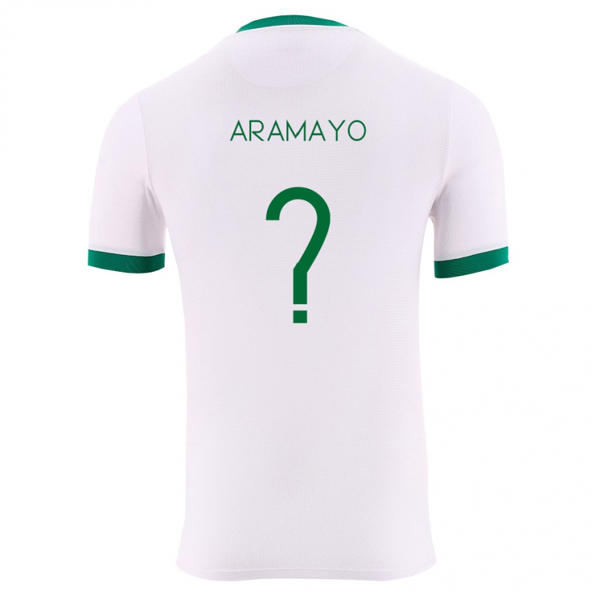 נשים כדורגל בוליביה Alex Aramayo #0 לבן ירוק אדום הרחק ג'רזי 26-28