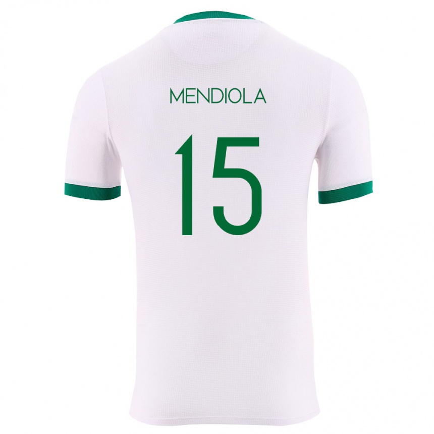נשים כדורגל בוליביה Aidé Mendiola #15 לבן ירוק אדום הרחק ג'רזי 26-28