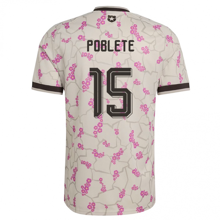נשים כדורגל צ'ילה Jaime Poblete #15 לבן סגול הרחק ג'רזי 26-28