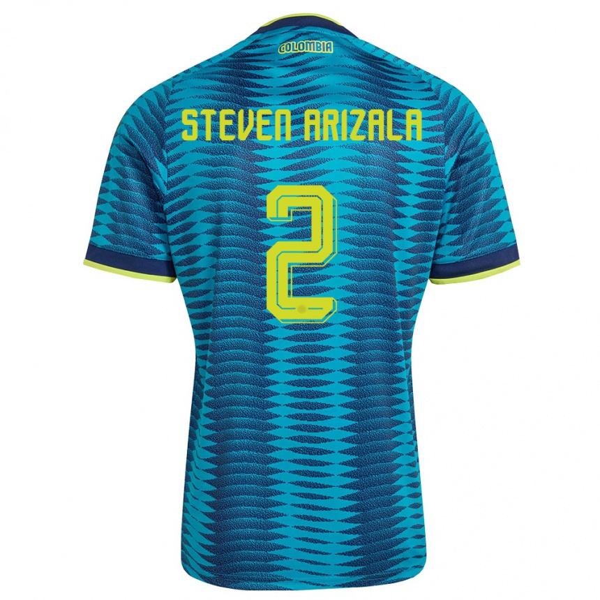 נשים כדורגל קולומביה Elver Steven Arizala #2 כחול כהה צהוב הרחק ג'רזי 26-28