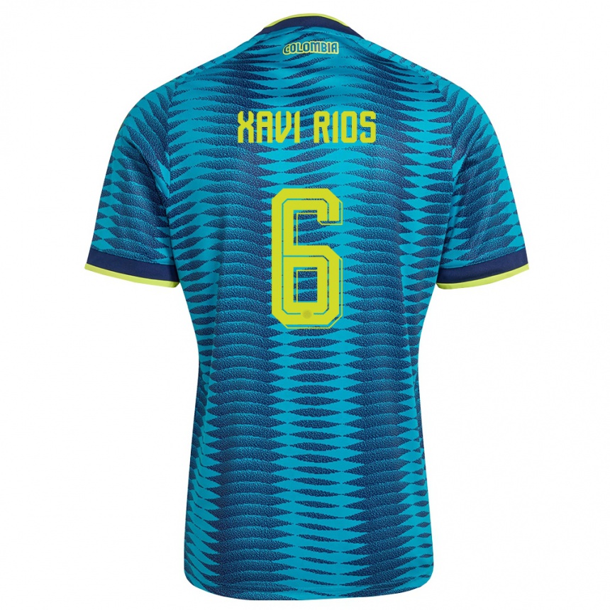נשים כדורגל קולומביה Xavi Ríos #6 כחול כהה צהוב הרחק ג'רזי 26-28