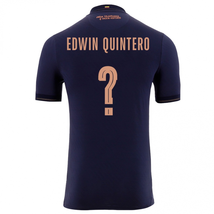 נשים כדורגל אקוודור Edwin Quintero #0 כהה זהב הרחק ג'רזי 26-28