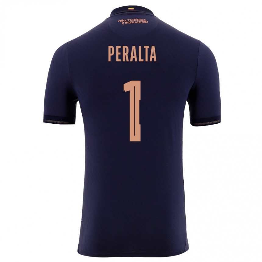 נשים כדורגל אקוודור Miguel Peralta #1 כהה זהב הרחק ג'רזי 26-28