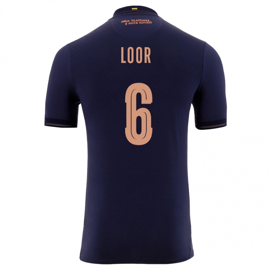 נשים כדורגל אקוודור Layan Loor #6 כהה זהב הרחק ג'רזי 26-28