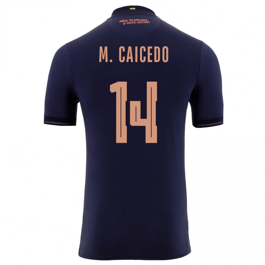 נשים כדורגל אקוודור Maikel Caicedo #14 כהה זהב הרחק ג'רזי 26-28