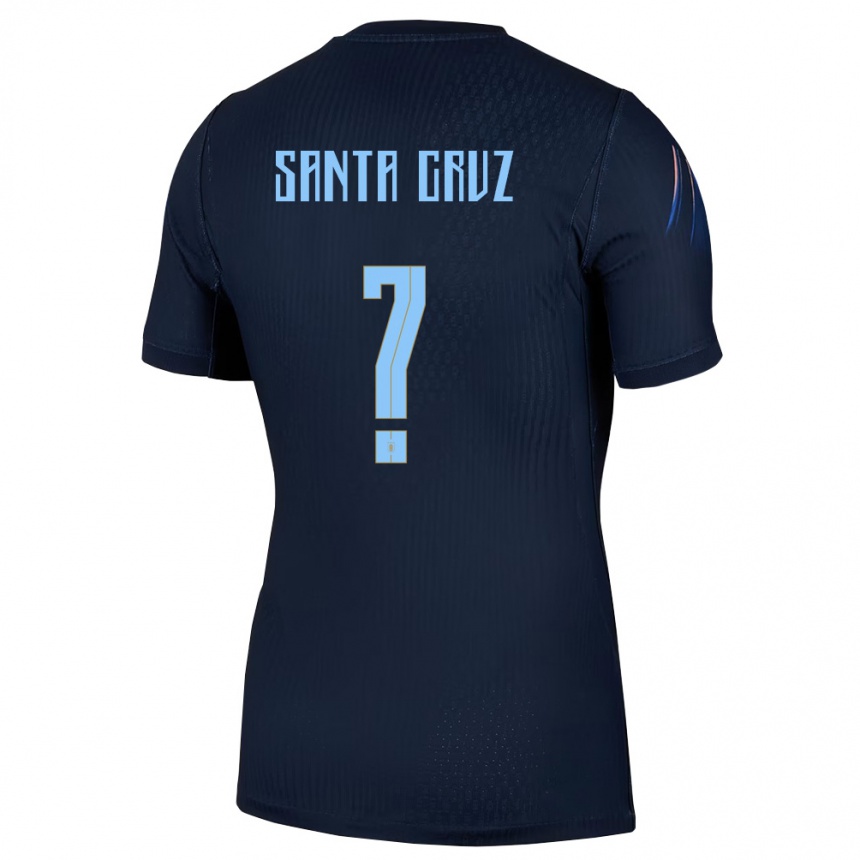 נשים כדורגל אורוגוואי Braian Santa Cruz #0 שחור כחול הרחק ג'רזי 26-28