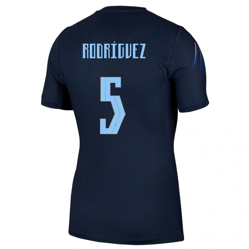 נשים כדורגל אורוגוואי Juan Rodríguez #5 שחור כחול הרחק ג'רזי 26-28
