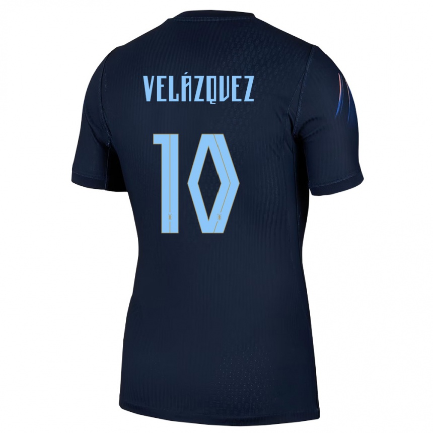 נשים כדורגל אורוגוואי Ezequiel Velázquez #10 שחור כחול הרחק ג'רזי 26-28