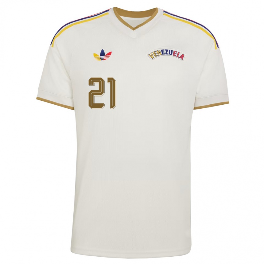 נשים כדורגל ונצואלה Alex Custodio #21 שמנת צהוב הרחק ג'רזי 26-28