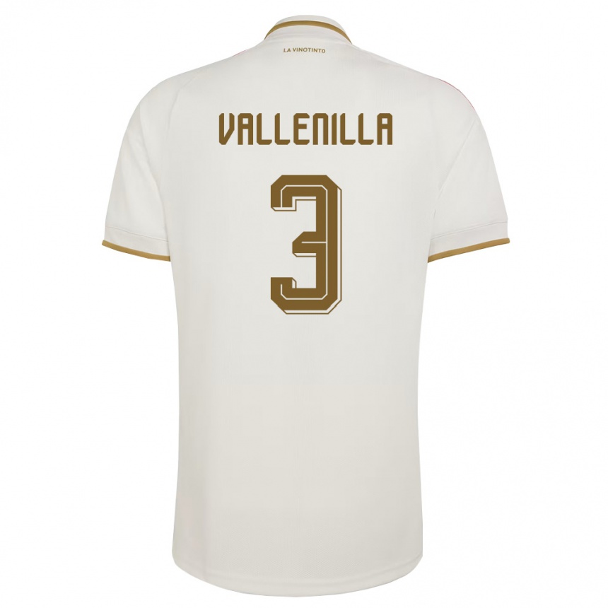 נשים כדורגל ונצואלה Wilmer Vallenilla #3 שמנת צהוב הרחק ג'רזי 26-28