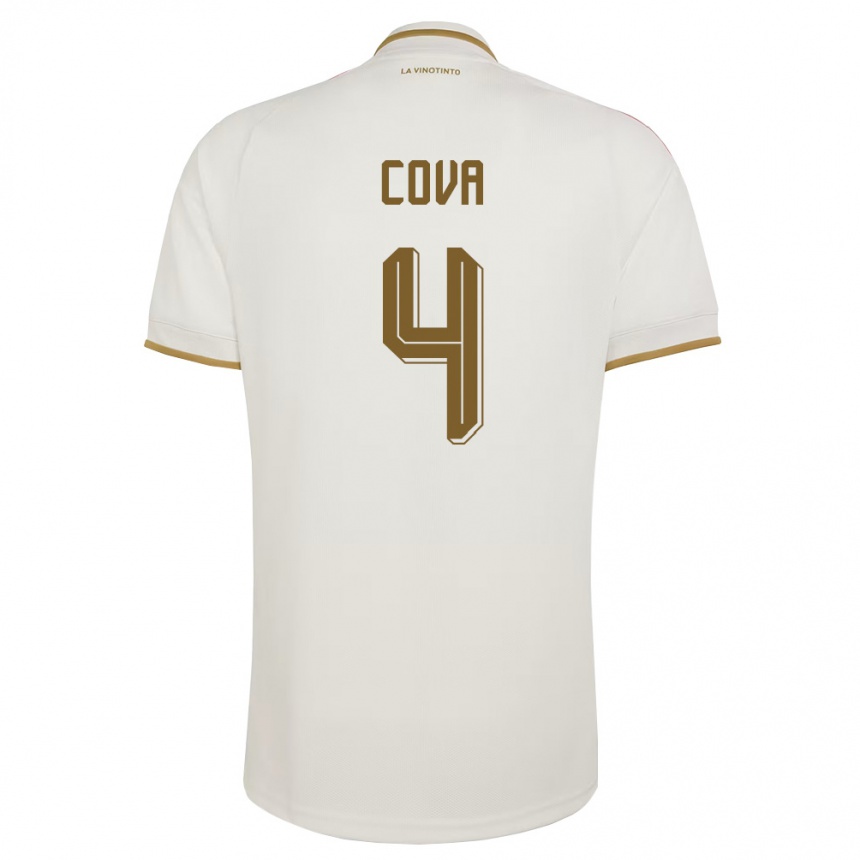 נשים כדורגל ונצואלה Adrián Cova #4 שמנת צהוב הרחק ג'רזי 26-28