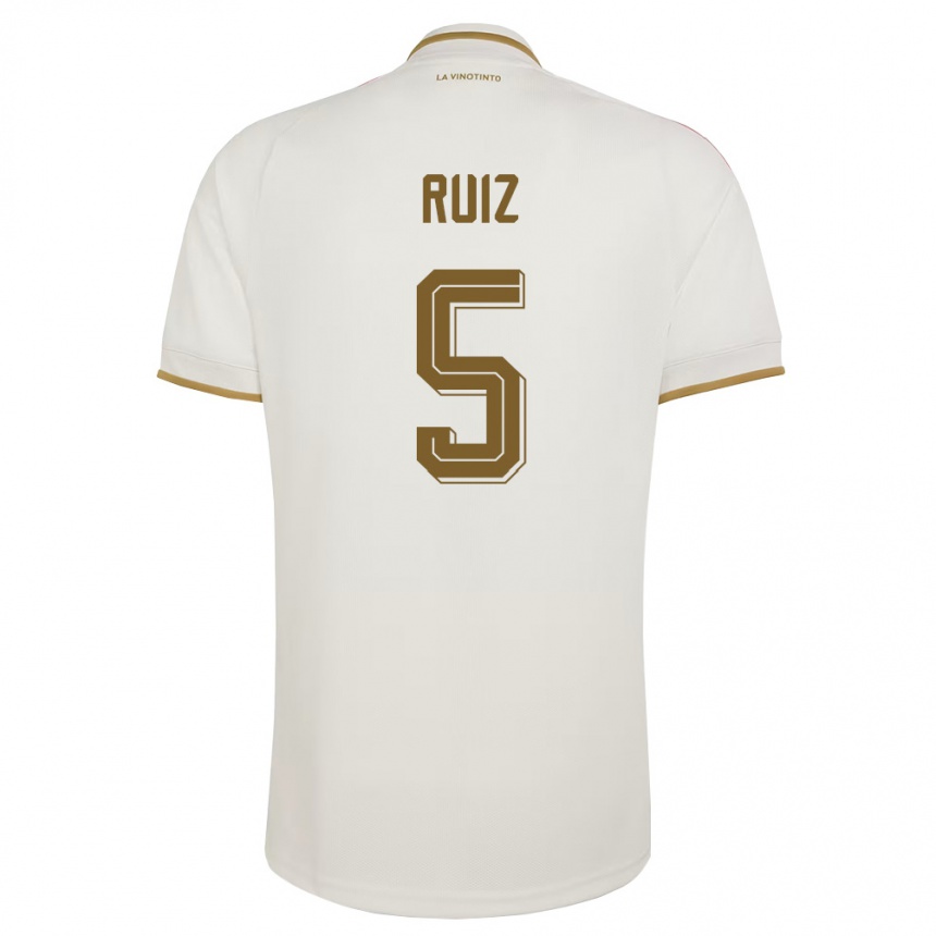 נשים כדורגל ונצואלה Emerson Ruíz #5 שמנת צהוב הרחק ג'רזי 26-28