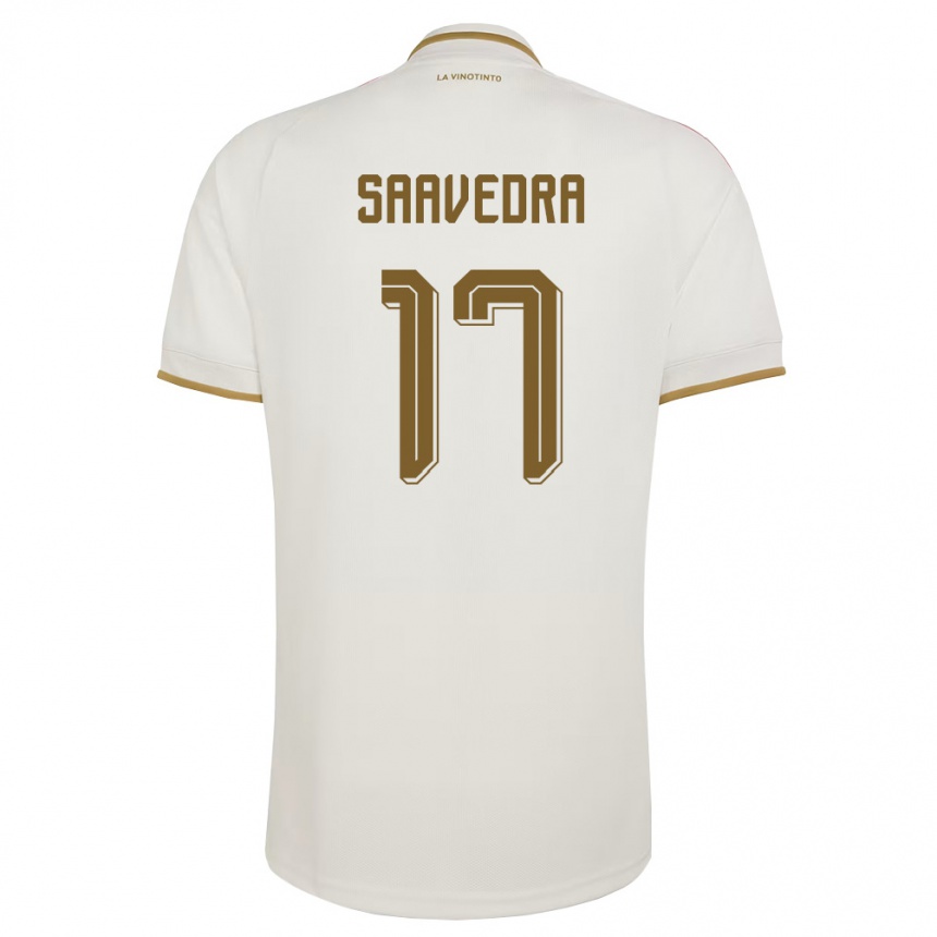 נשים כדורגל ונצואלה Andy Saavedra #17 שמנת צהוב הרחק ג'רזי 26-28