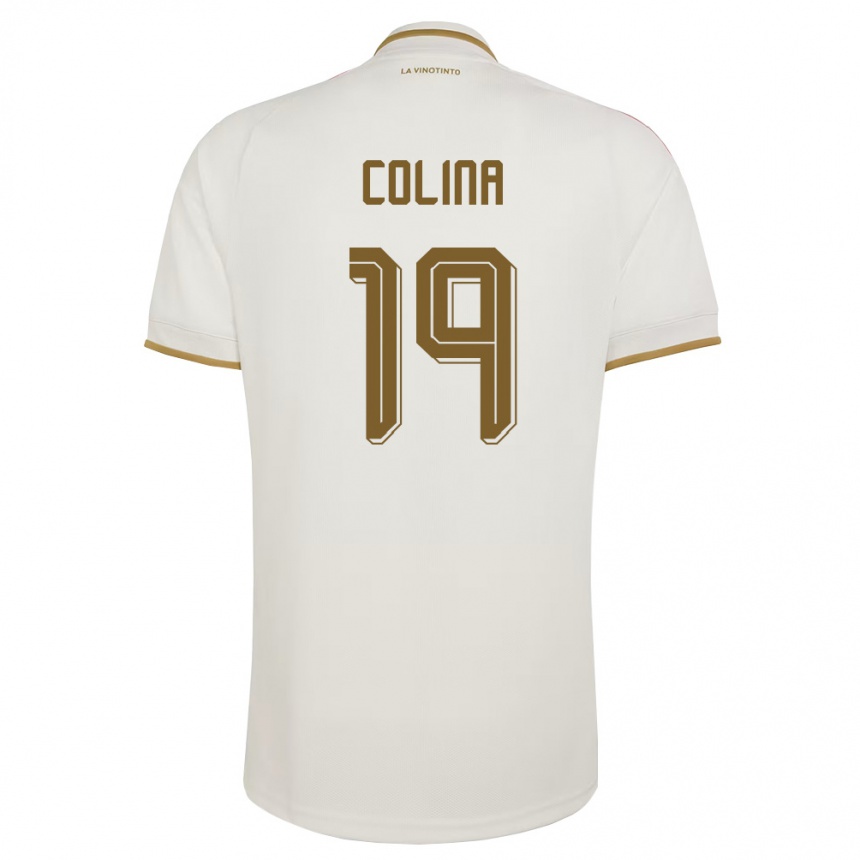 נשים כדורגל ונצואלה Junior Colina #19 שמנת צהוב הרחק ג'רזי 26-28