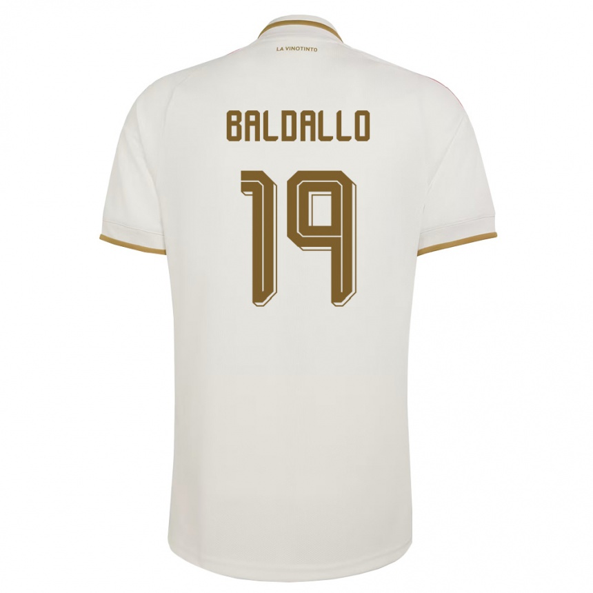 נשים כדורגל ונצואלה Micheel Baldallo #19 שמנת צהוב הרחק ג'רזי 26-28