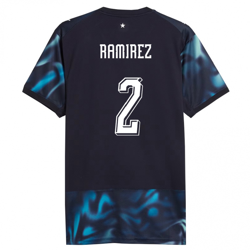 נשים כדורגל פרגוואי Iván Ramírez #2 כהה כחול שמיים הרחק ג'רזי 26-28