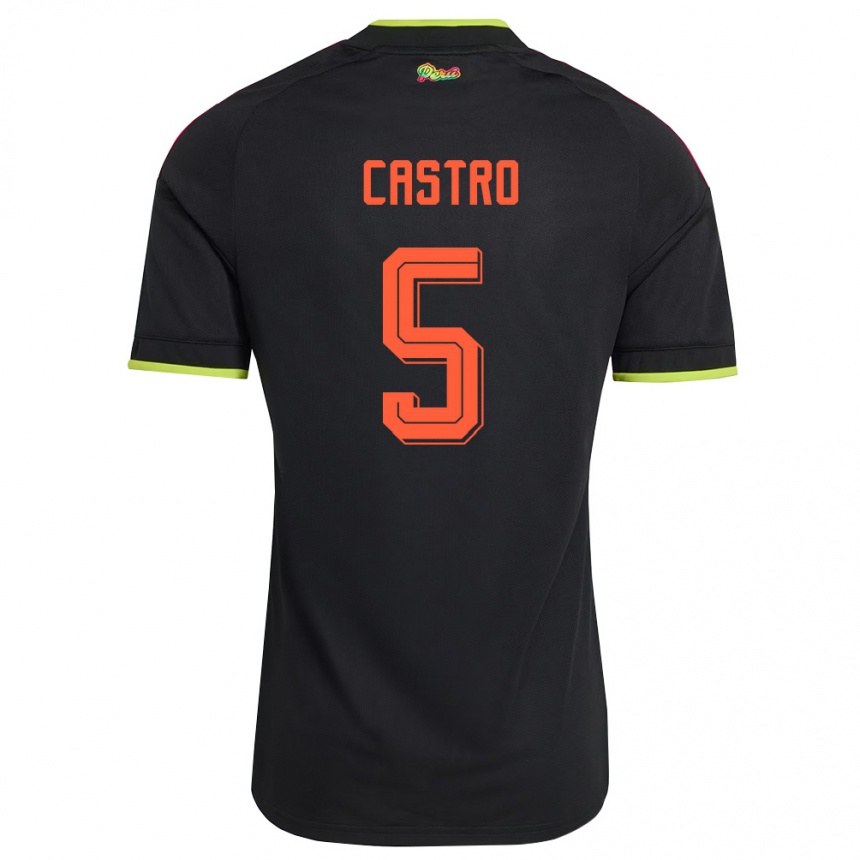 נשים כדורגל פרו Rosa Castro #5 שחור צהוב ורוד הרחק ג'רזי 26-28