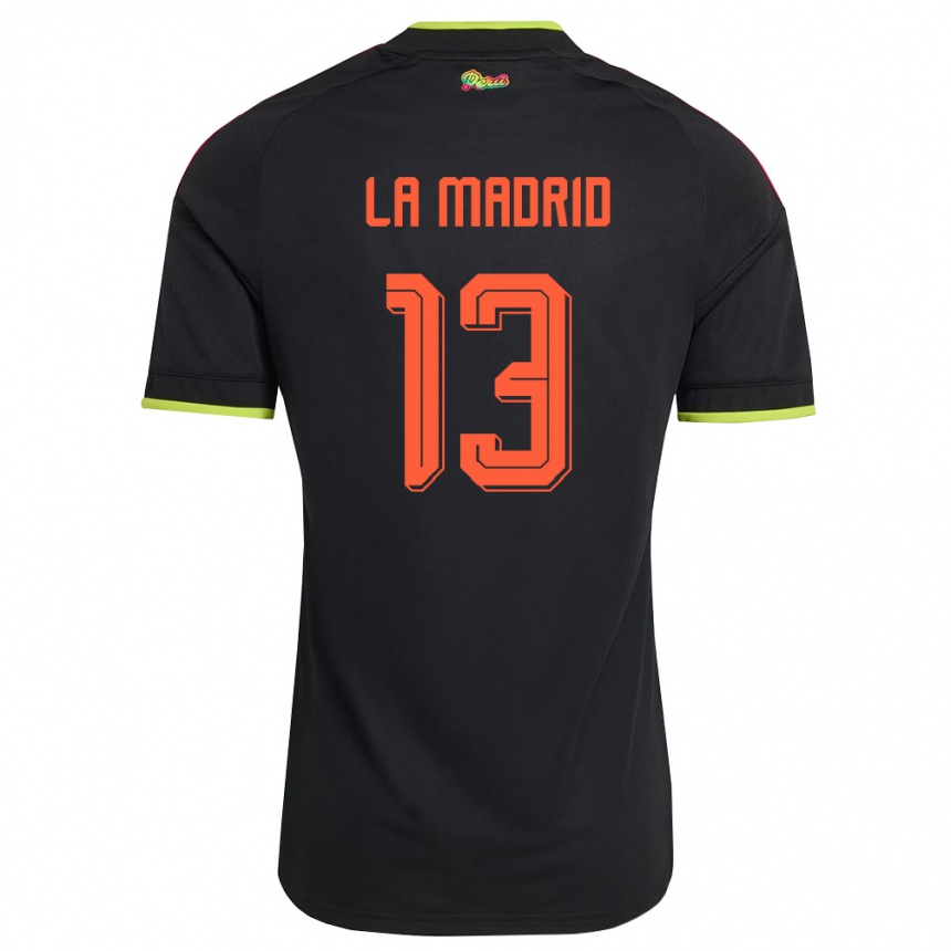 נשים כדורגל פרו Robert La Madrid #13 שחור צהוב ורוד הרחק ג'רזי 26-28