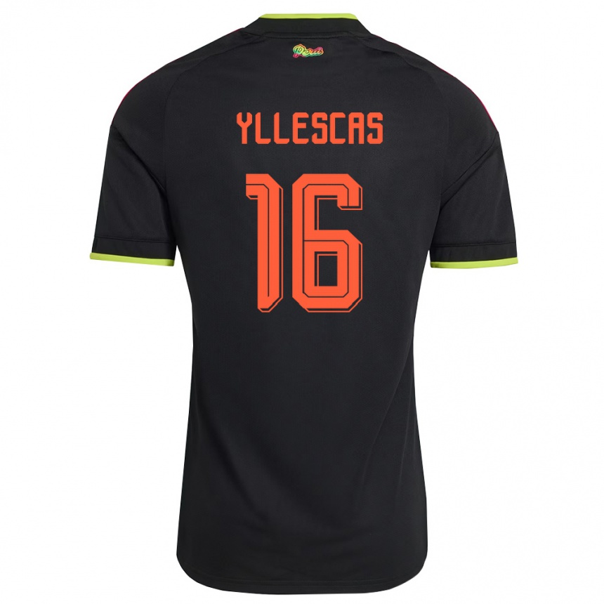 נשים כדורגל פרו Jhosenffer Yllescas #16 שחור צהוב ורוד הרחק ג'רזי 26-28