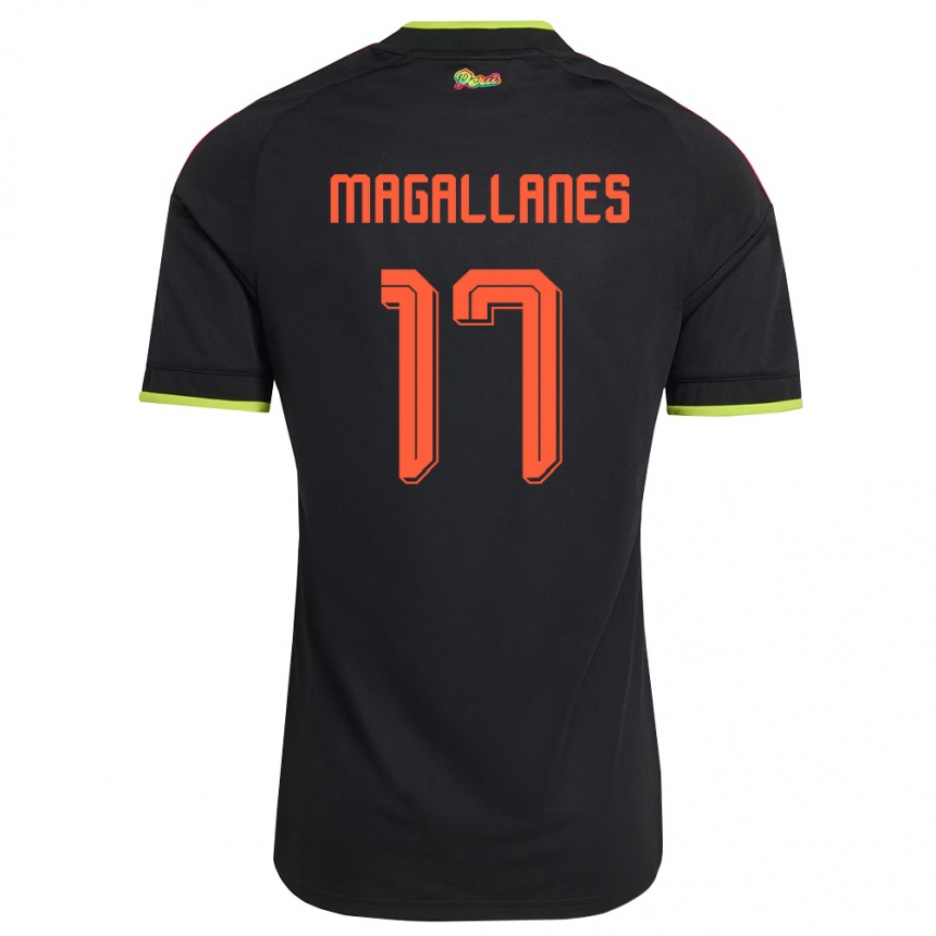 נשים כדורגל פרו Piero Magallanes #17 שחור צהוב ורוד הרחק ג'רזי 26-28