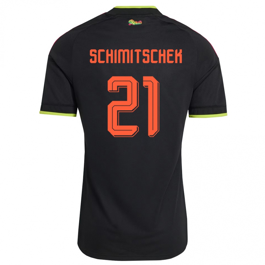 נשים כדורגל פרו Ian Schimitschek #21 שחור צהוב ורוד הרחק ג'רזי 26-28